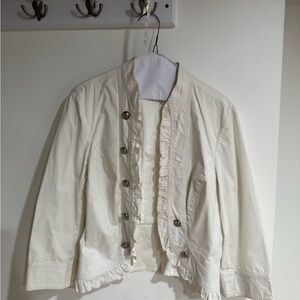 INC International Concepts Cream Ruffled Blazer